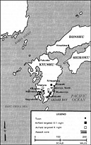Map 3. Parachute drops into the Kyushu interior.