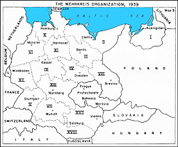 Map: The Wehrkreis Organization, 1939