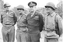 General Eisenhower with American field commanders (left to right) Generals Bradley, Gerow, and Collins