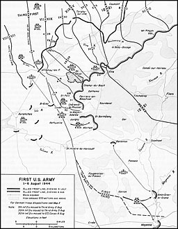 MAP 13. First U.S. Army, 1-6 August 1944