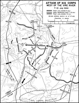 Map 5. Attack of XIX COrpds West of the Vire River, 7-10 July 1944