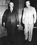 SECRETARY OF WAR HENRY L. STIMSON AND GENERAL MARSHALL at Chateau Frontenac, 23 August 1943