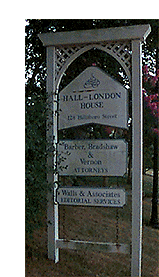 [London-Hall House sign]