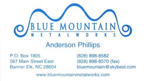 image -and link to Blue Mountain Ironworks, Banner Elk, NC