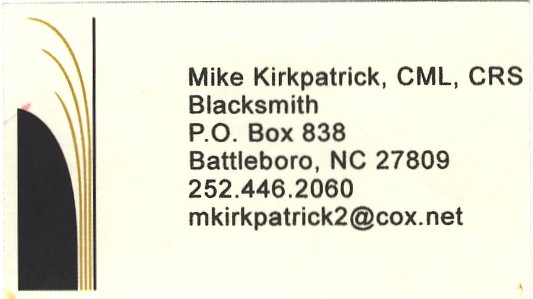 image - contact information for NC ABANA member Mike Kirkpatrick in Battleboro, NC